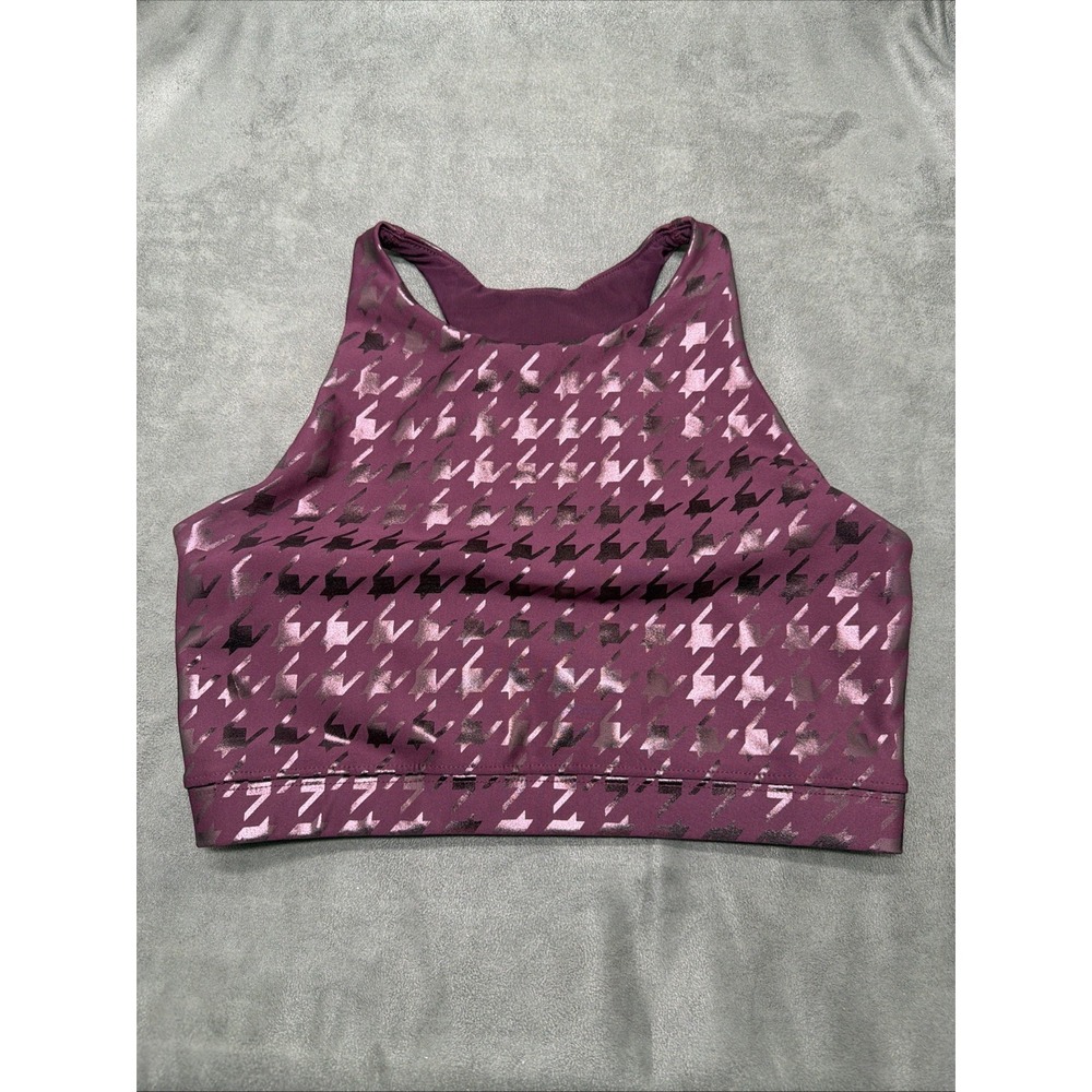 Peloton Women's Show Up Foil Houndstooth High Neck Sports Bra Size Medium